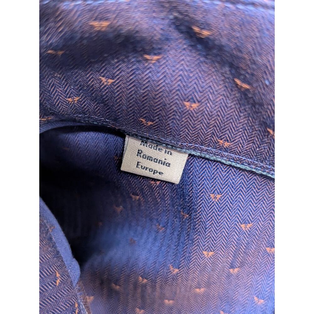 Eton Blue Dress Shirt Size 40 15 3/4 Cotton Geometric Print - Picture 5 of 8